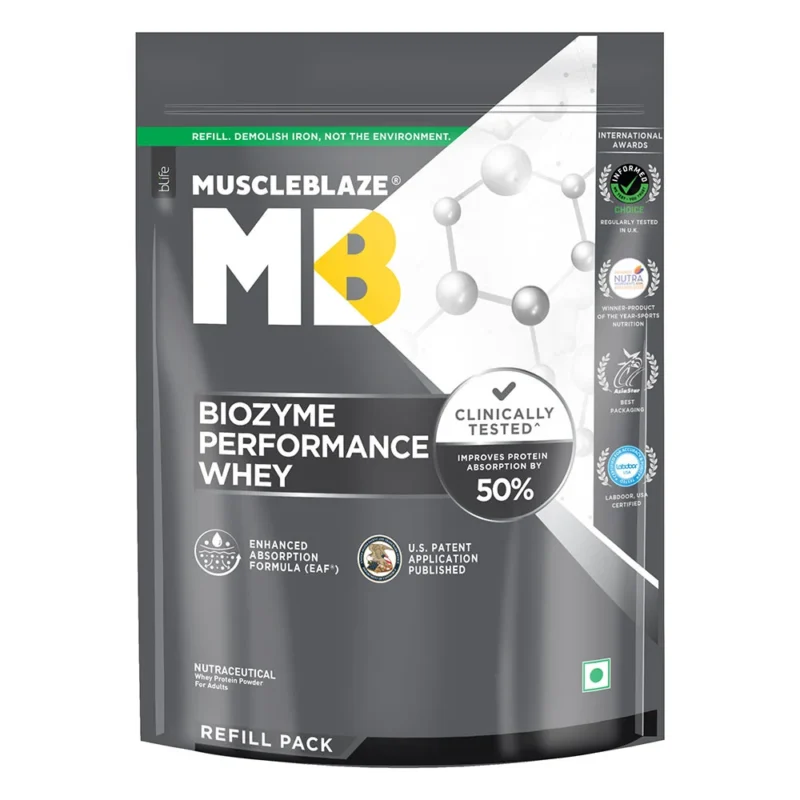 MuscleBlaze Biozyme Performance Whey, 1 kg (2.2 lb), Refill Pack
